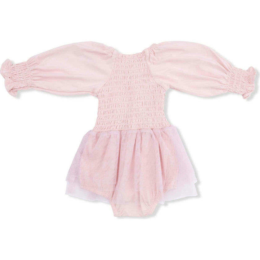 Solid Lotus - Long Sleeve Smocked Bubble with Tutu