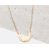 Personalized Moon Necklace, 14k Gold Plated