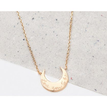 Personalized Moon Necklace, 14k Gold Plated