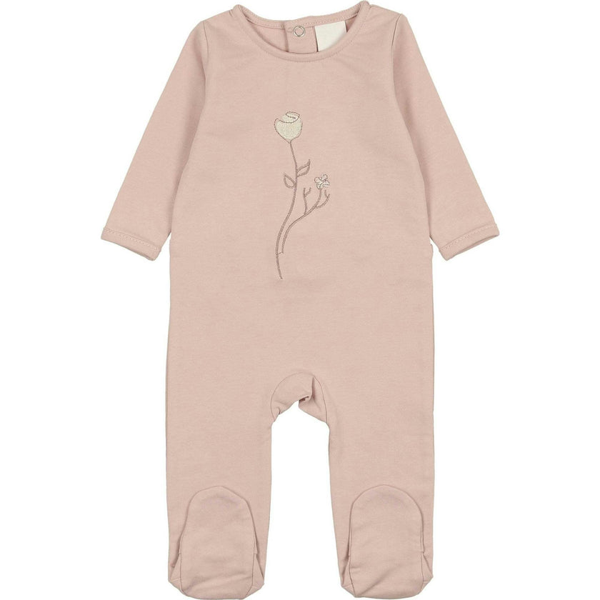 Embroidered Rose Footie and Beanie Set