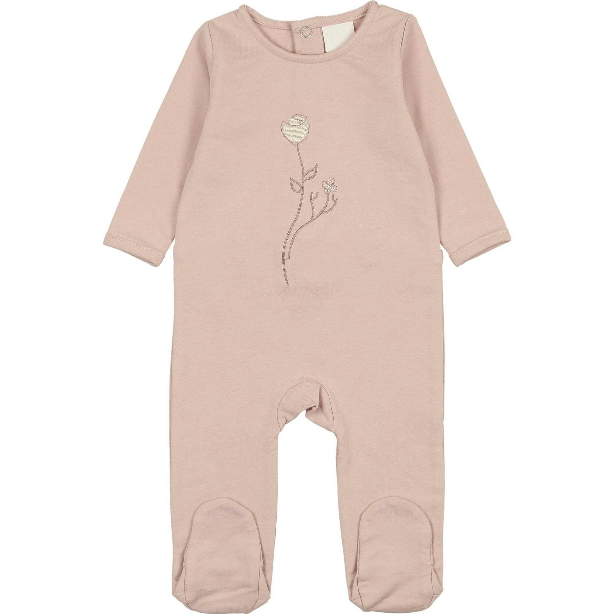 Embroidered Rose Footie and Beanie Set