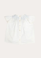 Butterfly Embroidered Lace Detail Cap Sleeve Blouse in White (18mths-10yrs)
