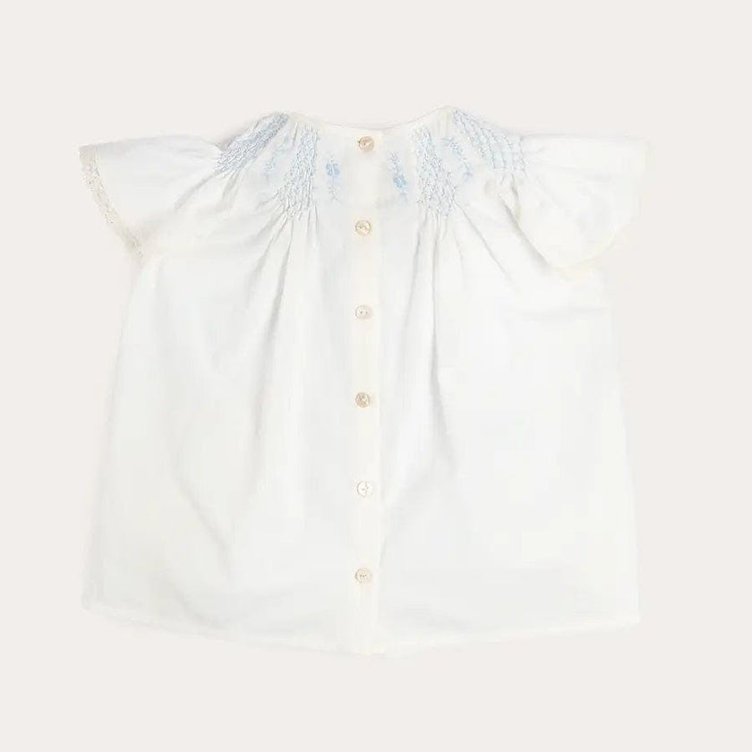 Butterfly Embroidered Lace Detail Cap Sleeve Blouse in White (18mths-10yrs)