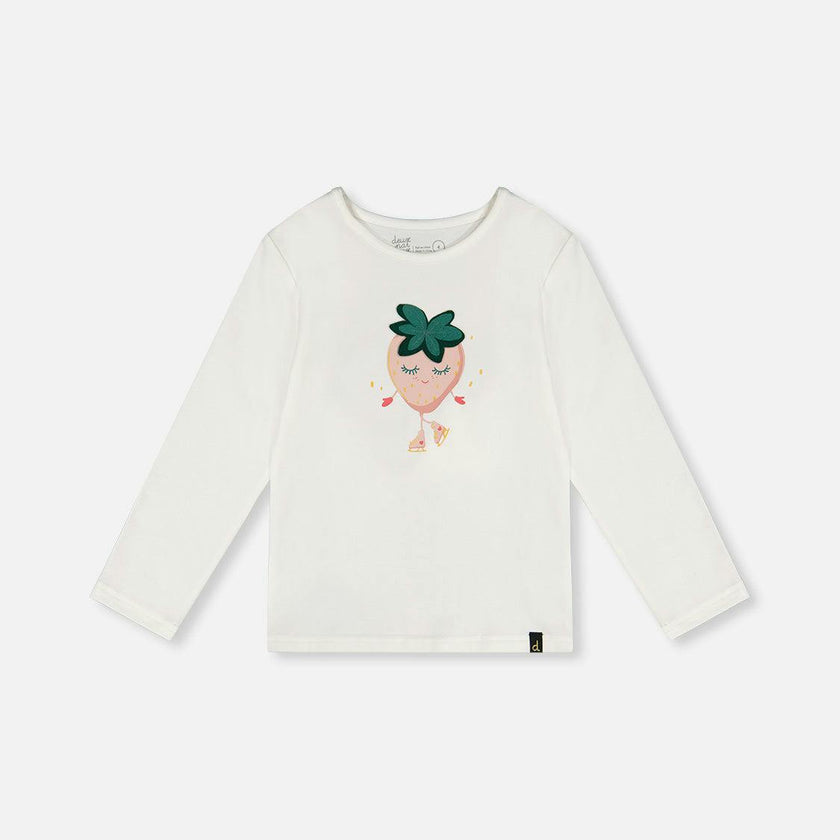 Long Sleeve Organic Cotton Strawberry T-Shirt Off White