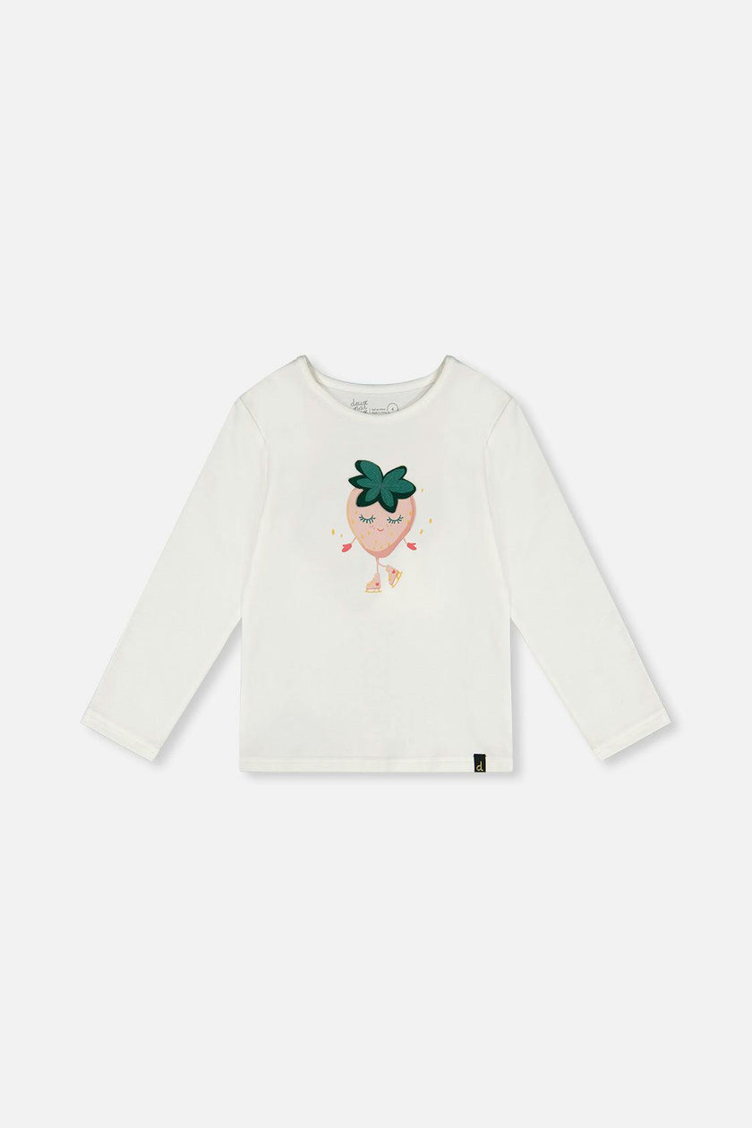 Long Sleeve Organic Cotton Strawberry T-Shirt Off White