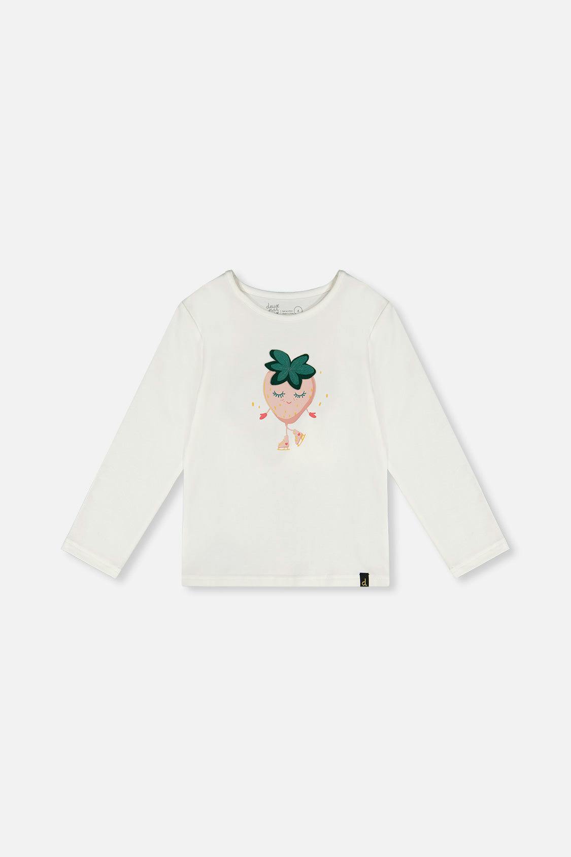 Long Sleeve Organic Cotton Strawberry T-Shirt Off White