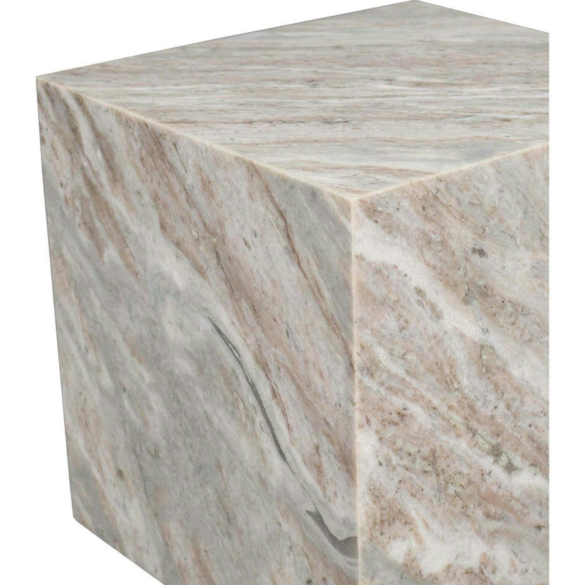 Felix 15" Contemporary Natural Marble Handmade Cube End Table