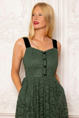 Penny Tank Midi Dress in Green Lace