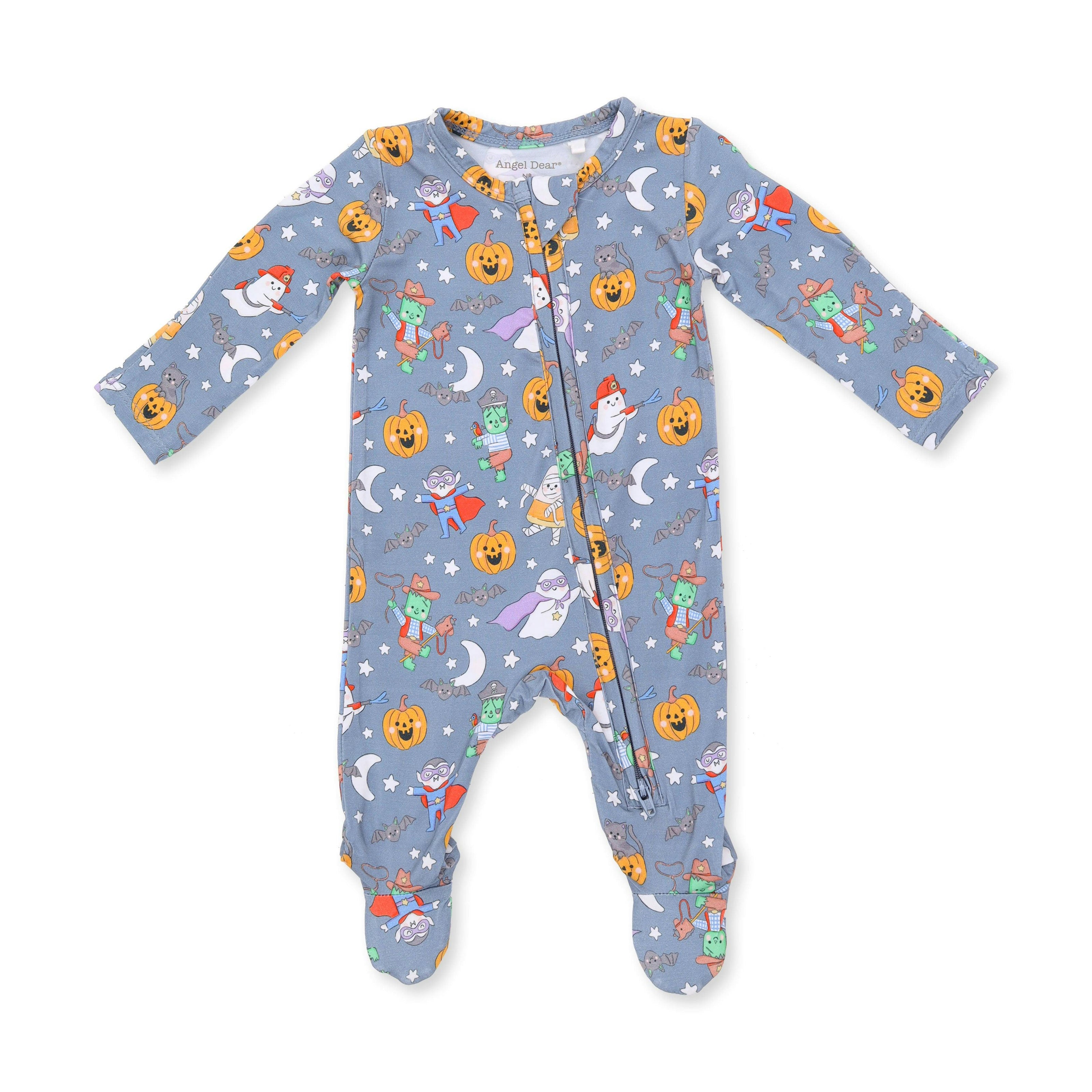 Halloween Monster Dress Up Blue - 2 Way Zipper Footie