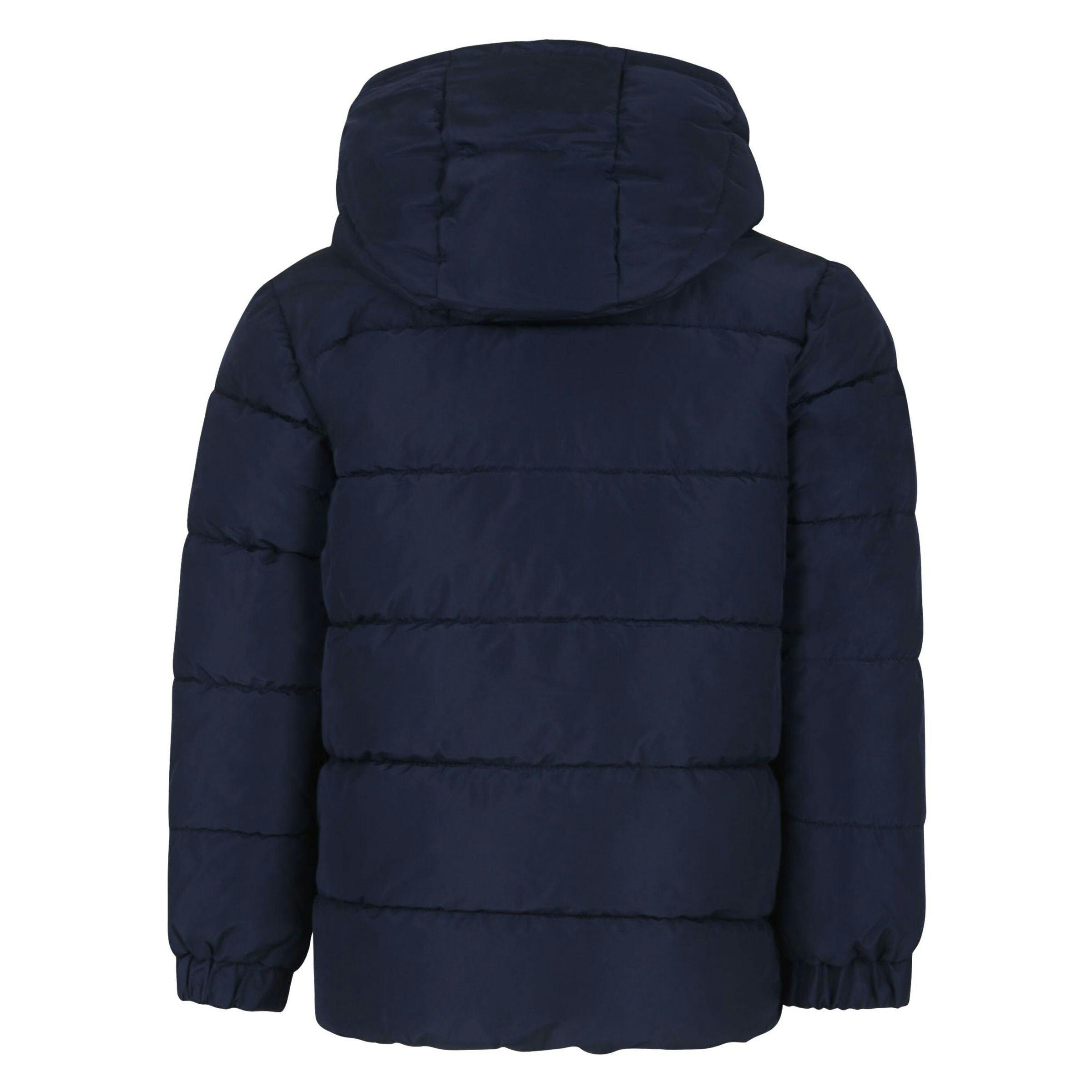 Navy Hooded Logo Puffer Jacket