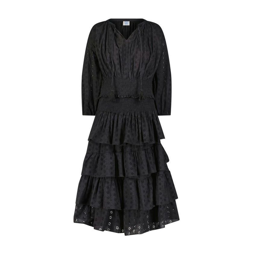 Lola Womens Blouse Black Eyelet, black