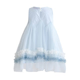 Blue Rosabella Ruffle Tulle Dress