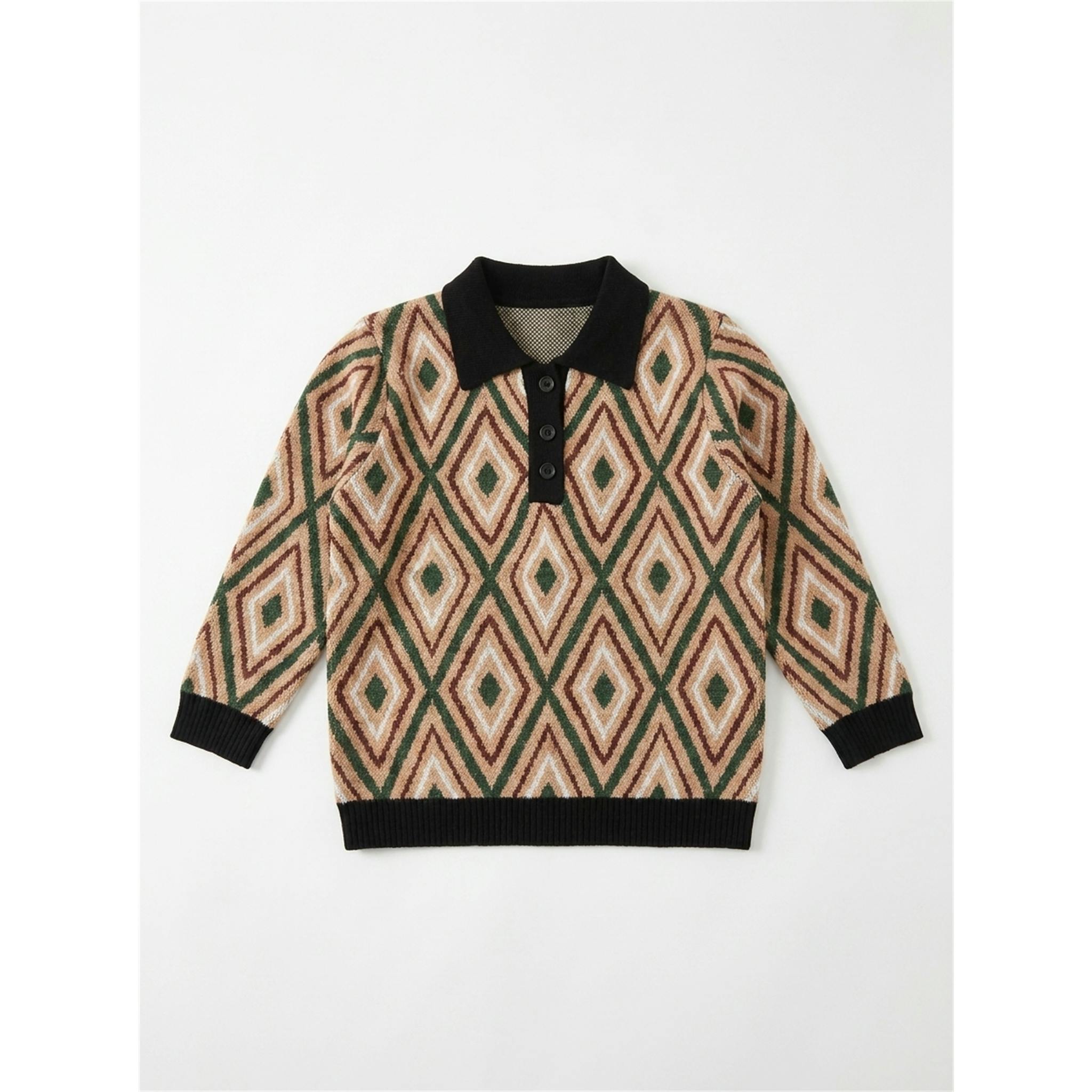 Diamond Pattern Knit Polo