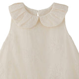 Cream Embroidered Collar Dress