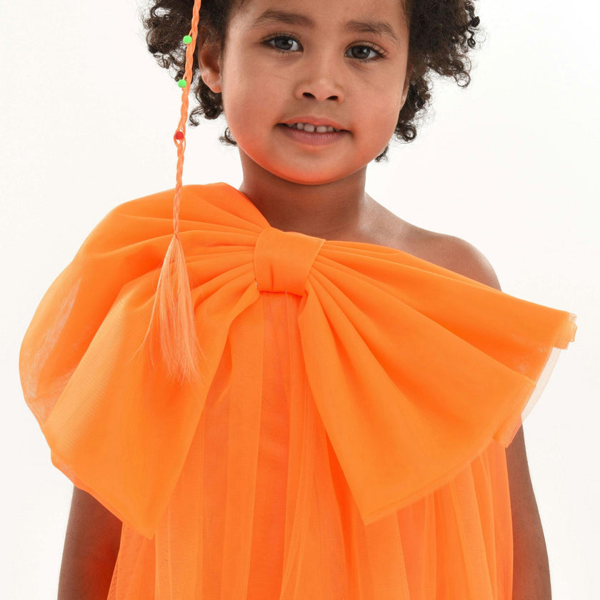 Orange Maggi Neon Bow Tulle Dress