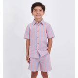 Boys Orange Striped Airy Oxford Set | Orange Stripe