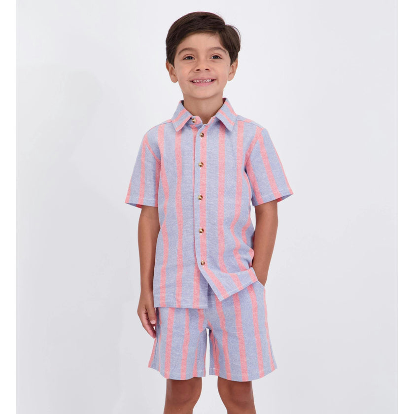 Boys Orange Striped Airy Oxford Set | Orange Stripe