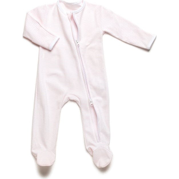 Two Way Zip Striped Footie Pajama