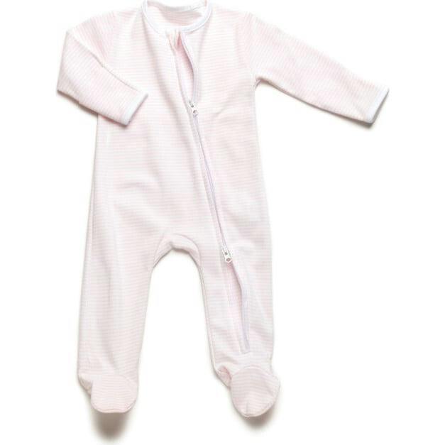 Two Way Zip Striped Footie Pajama