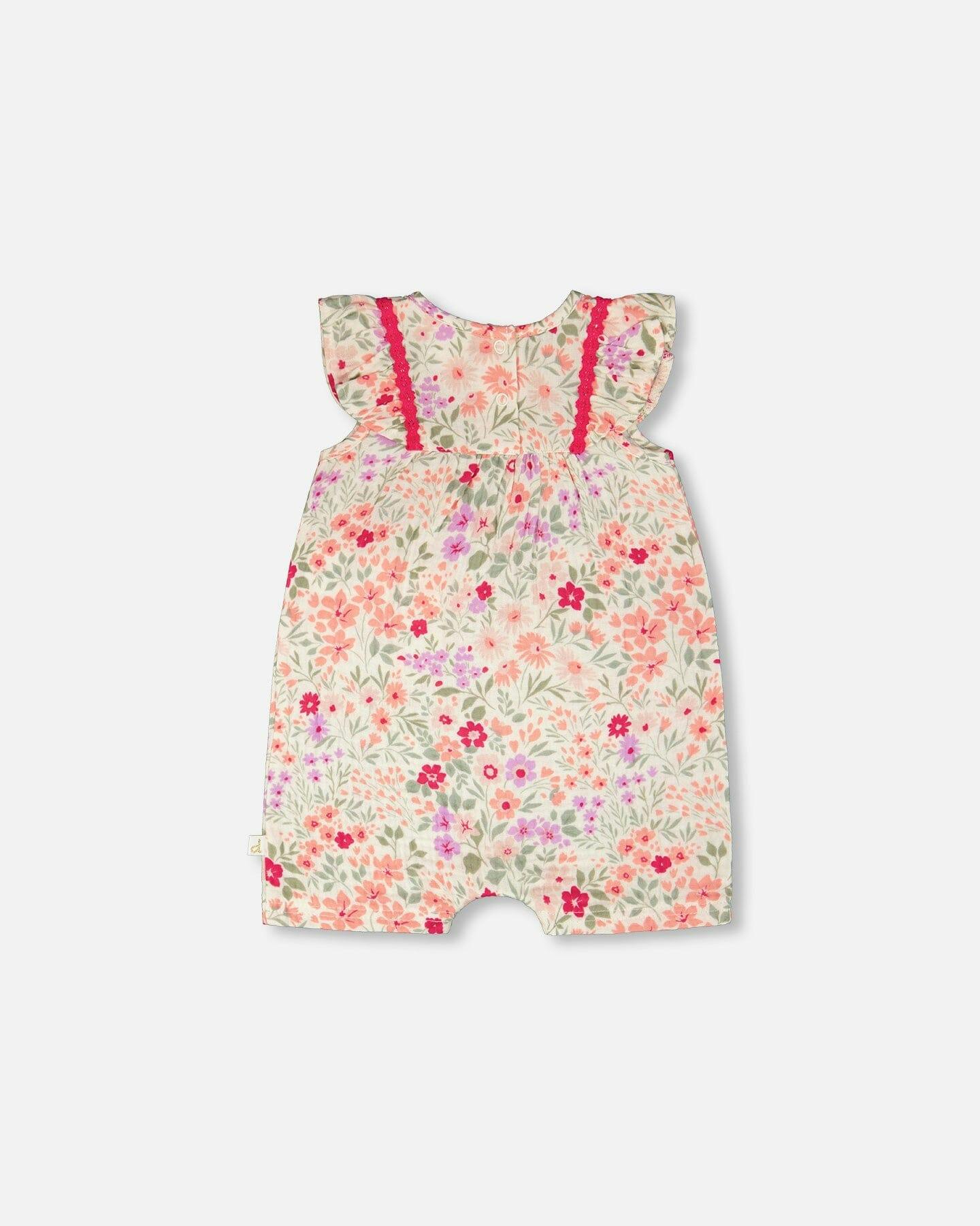 Romper Off White Printed Flowers