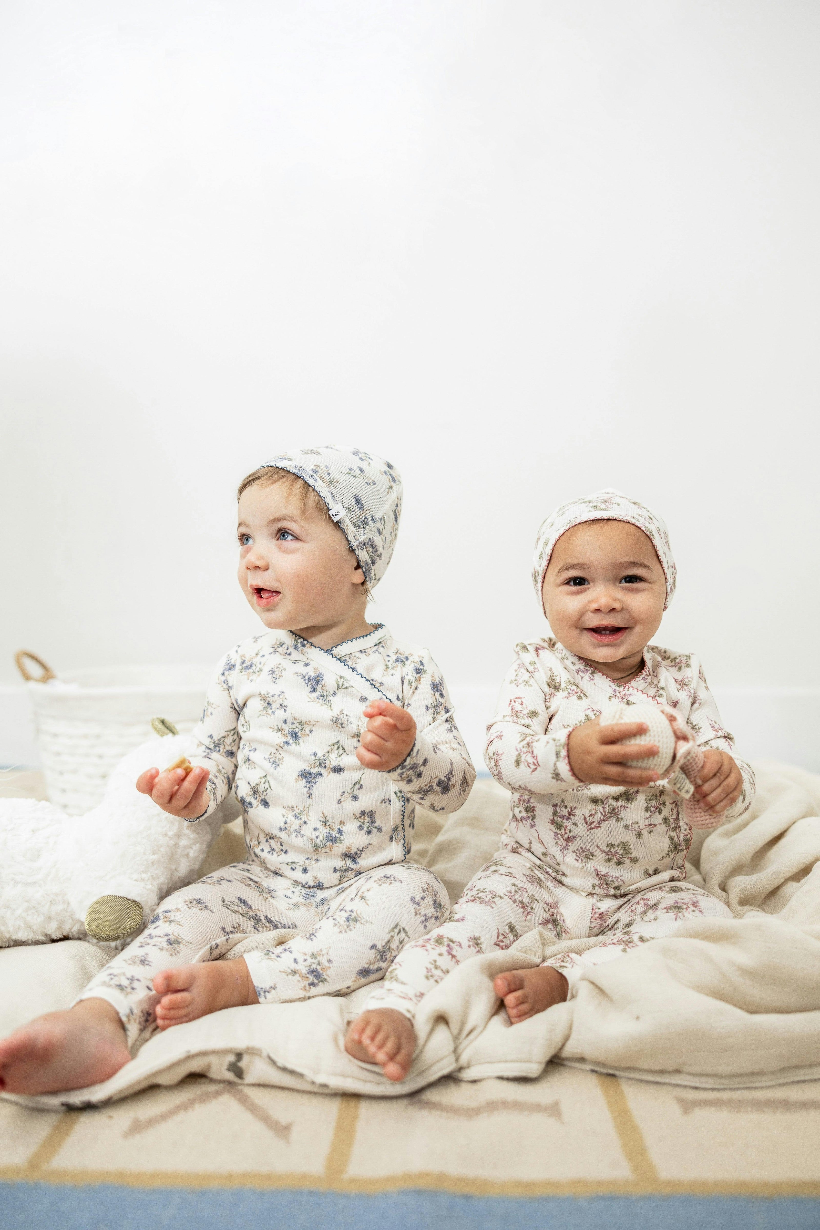 Flower Print Knit Onesie set