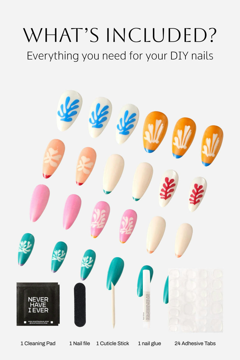 Henri Matisse Snow Flowers -  Almond Press-On Nails