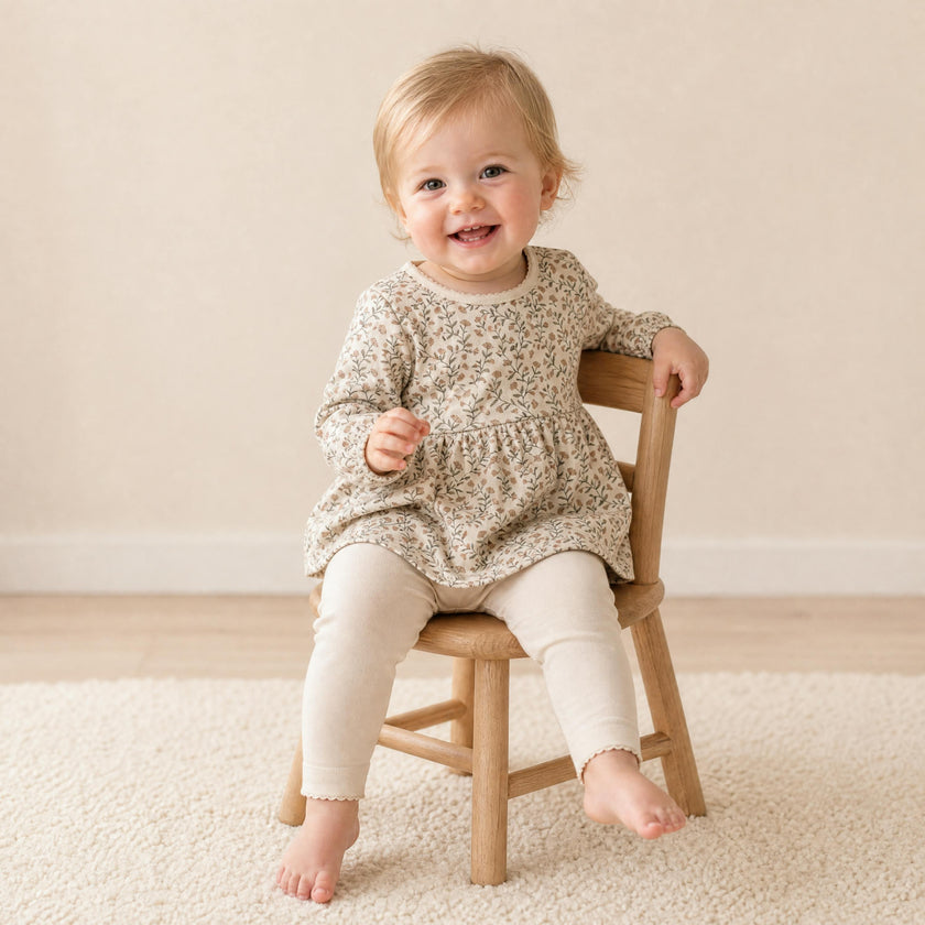 Organic Bodysuit Dress & Leggings Set - Rustbloom