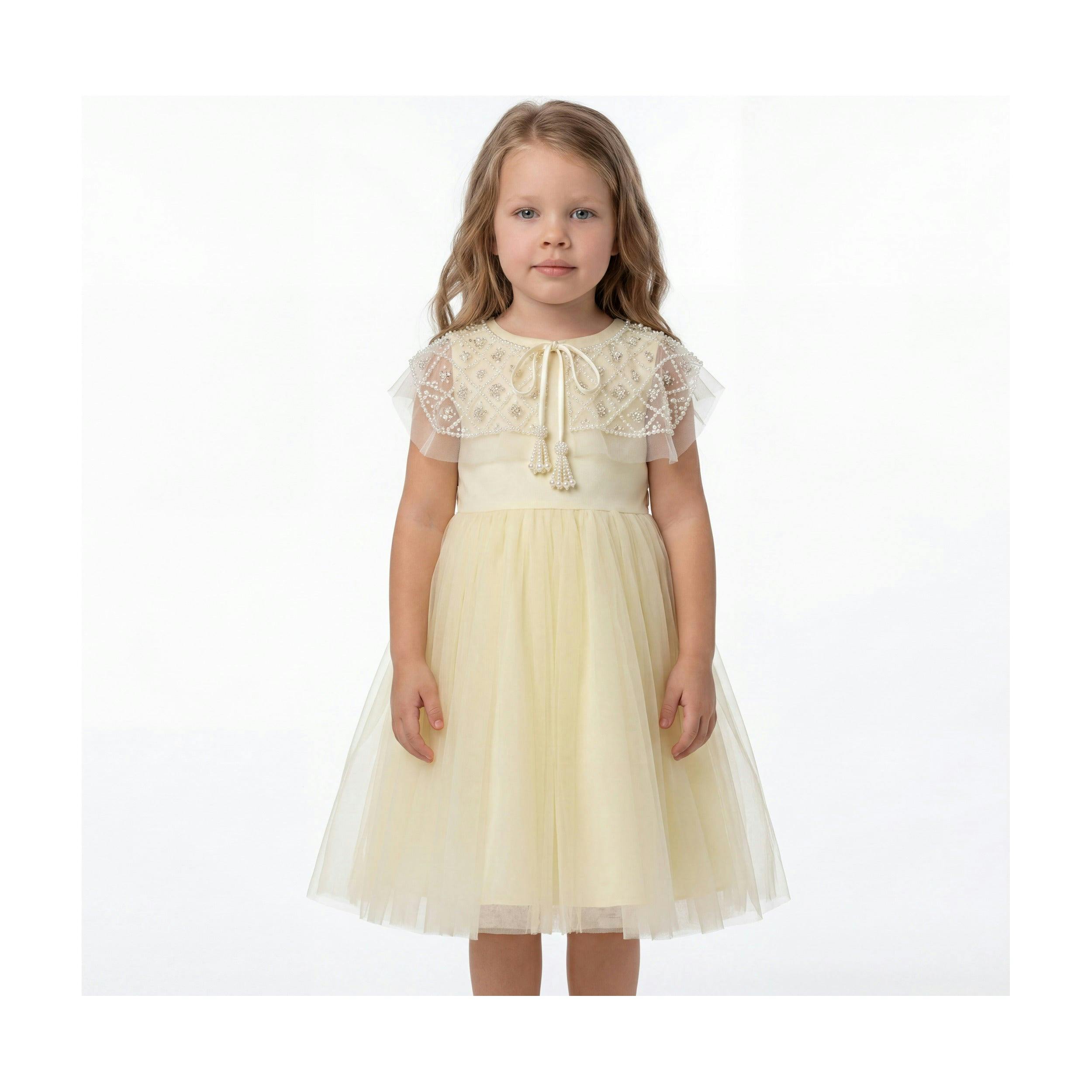 Buttercream Belle Pearl Capelet Flower Girl Dress