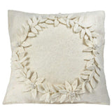 Hand Felted Wool Christmas Pillow, Cream Wreathâ 20"