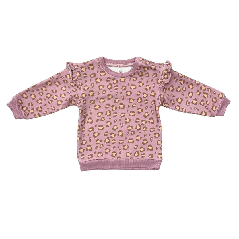 Girls Ruffle Sweatshirt in Cheetah