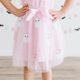 Boo Sequin Patch Halloween Short Sleeve Tutu Dress