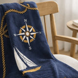 Cotton Sustainable Knit Throw Blanket | Nautical Sailboats