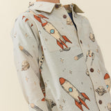 Boys Long Sleeve Jack Shirt - Space Rocket