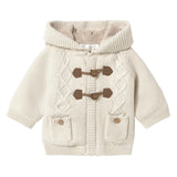Cream Knitted Hooded Jacket