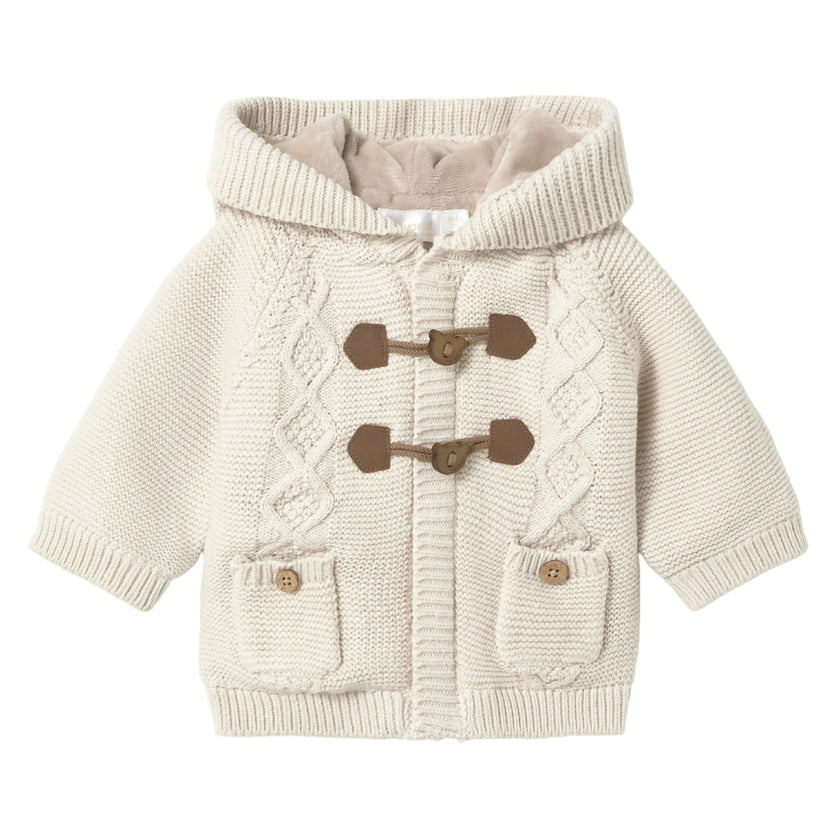 Cream Knitted Hooded Jacket