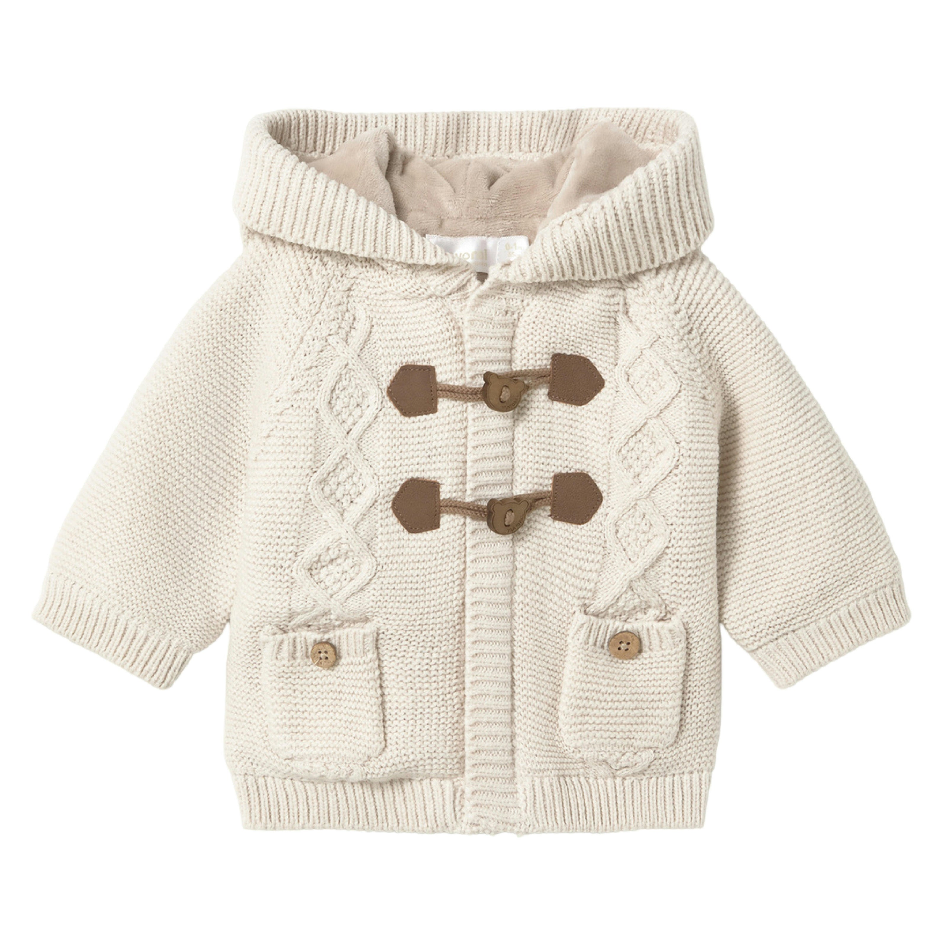 Cream Knitted Hooded Jacket