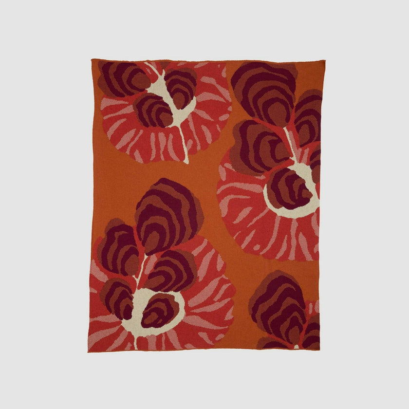 Cotton Sustainable Knit Floral Throw Blanket - Floréal 7 by E.A. Seguy