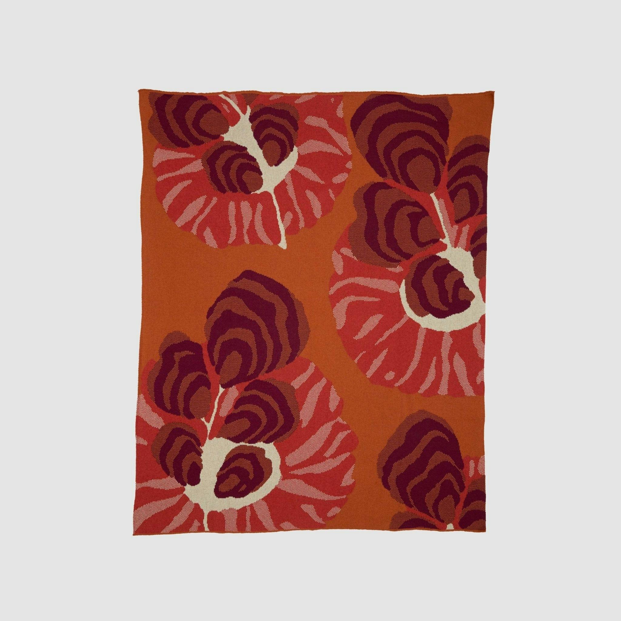 Cotton Sustainable Knit Floral Throw Blanket - Floréal 7 by E.A. Seguy