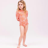 UV Swimsuit Girls With Long Sleeves - Red - Lobster Bay