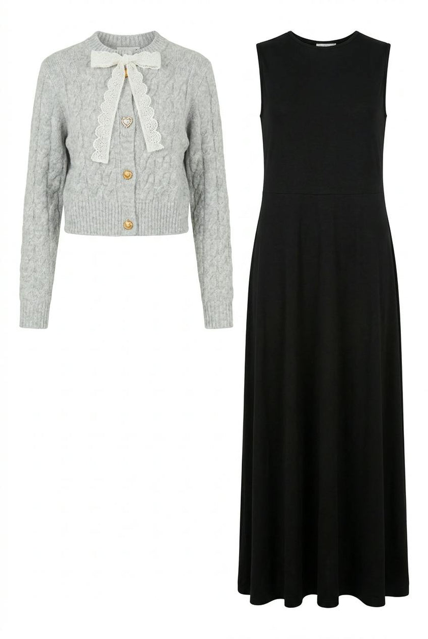 Robe with Knit Cardigan