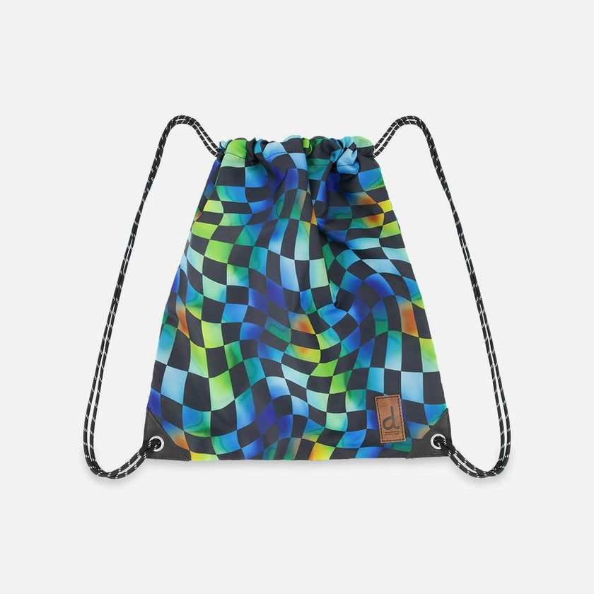 Little Boy Checkered Durable Lightweight Sporty Drawstring Bag