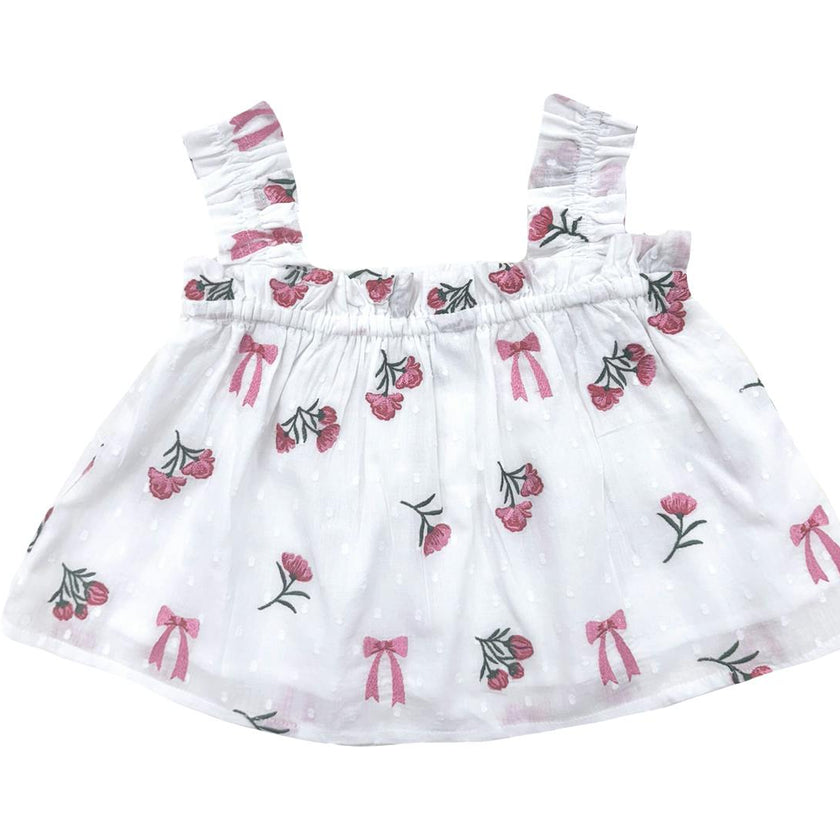 Floral Bows Embroidery Laurie Blouse