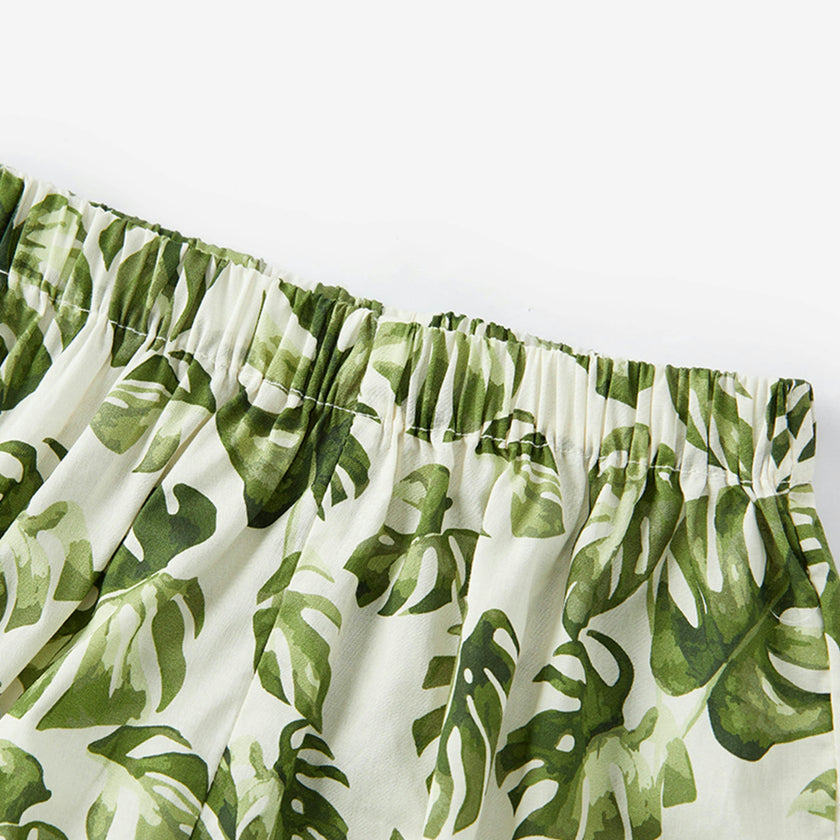 Island Leaf Ruffle Dress & Bloomers
