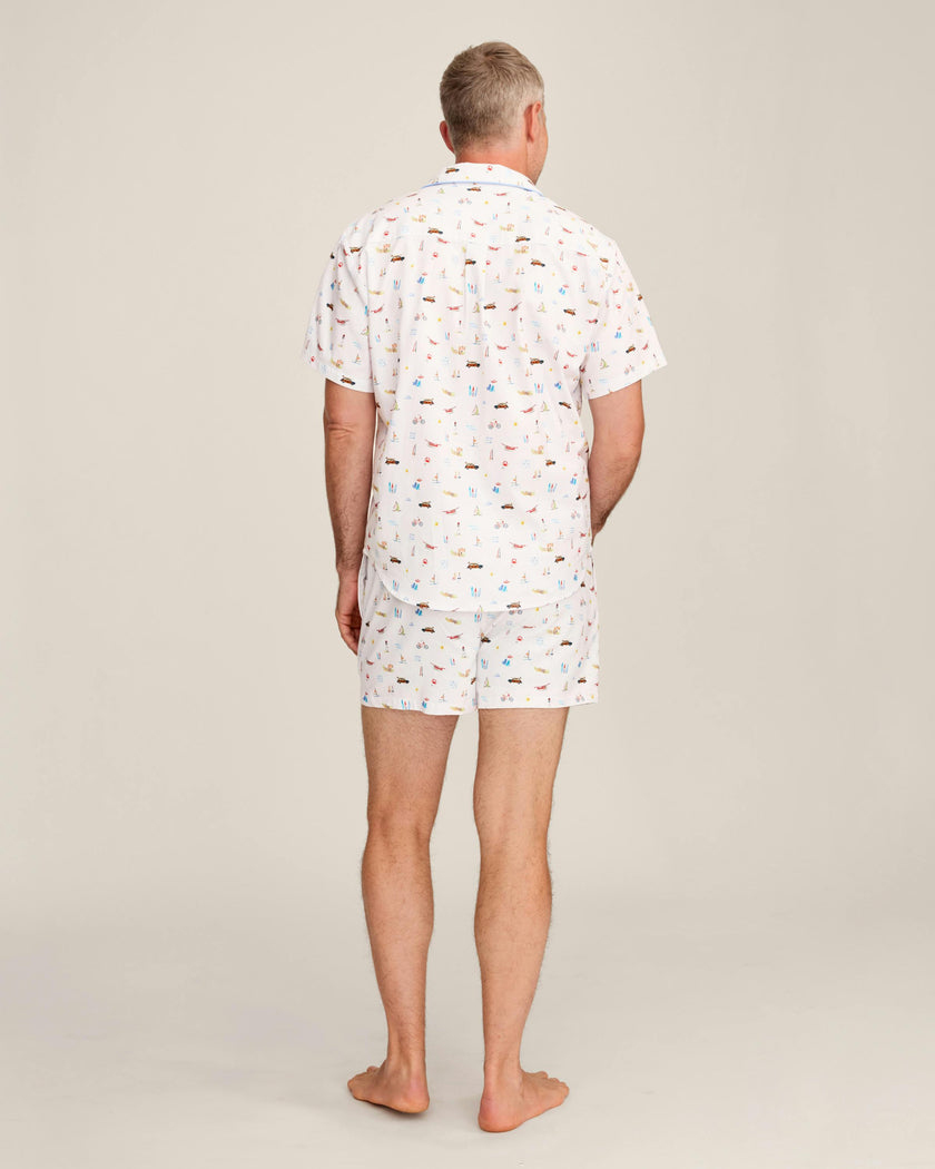 Men's Twill Pajama Short Set in Summer Nostalgia