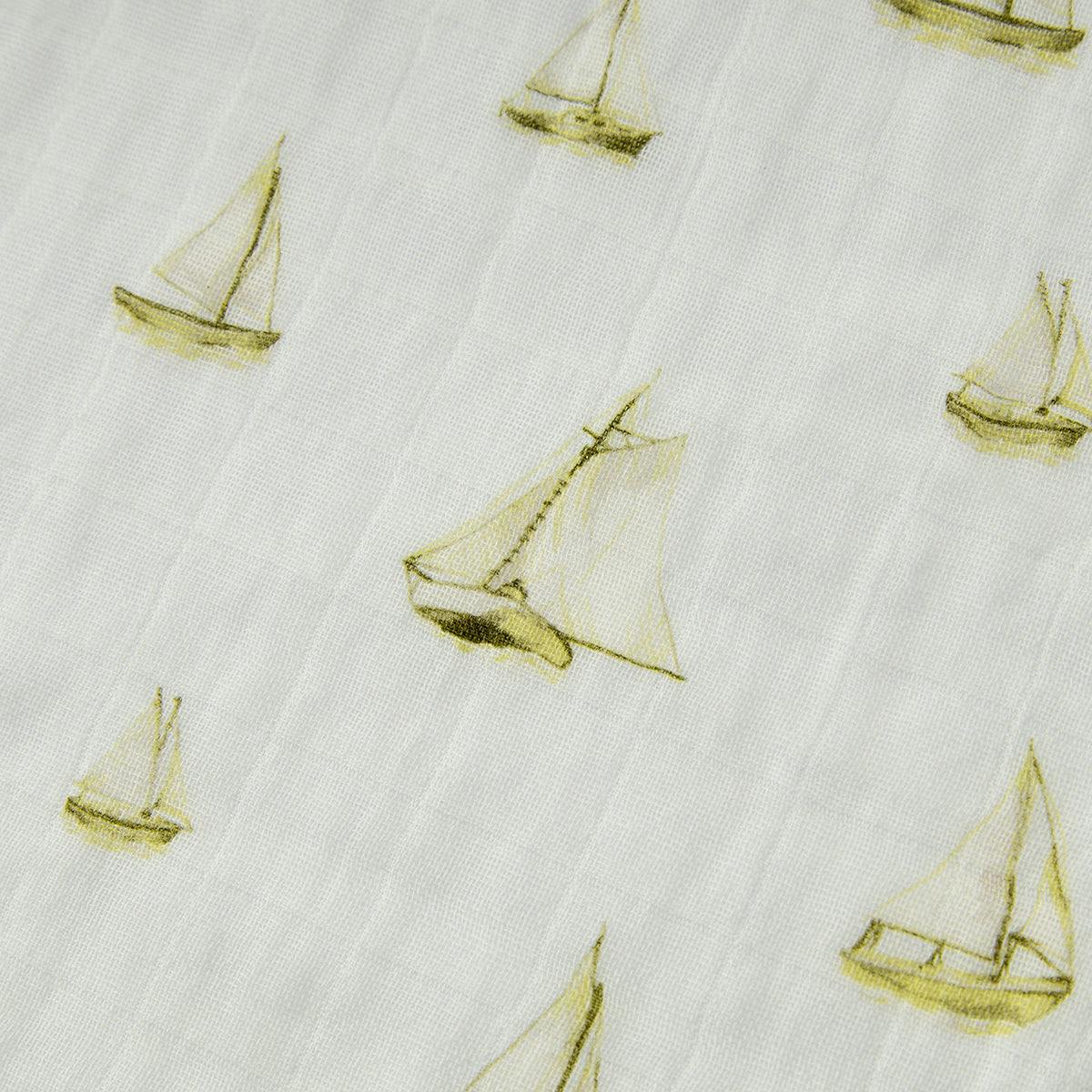 Sailboat Melody Organic Cotton Two-Piece Burp Cloth Set