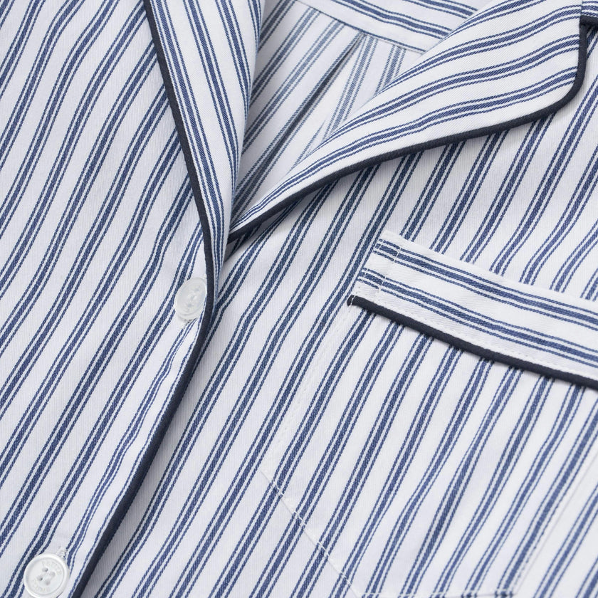 Women's Twill Pajama Set in Navy French Ticking