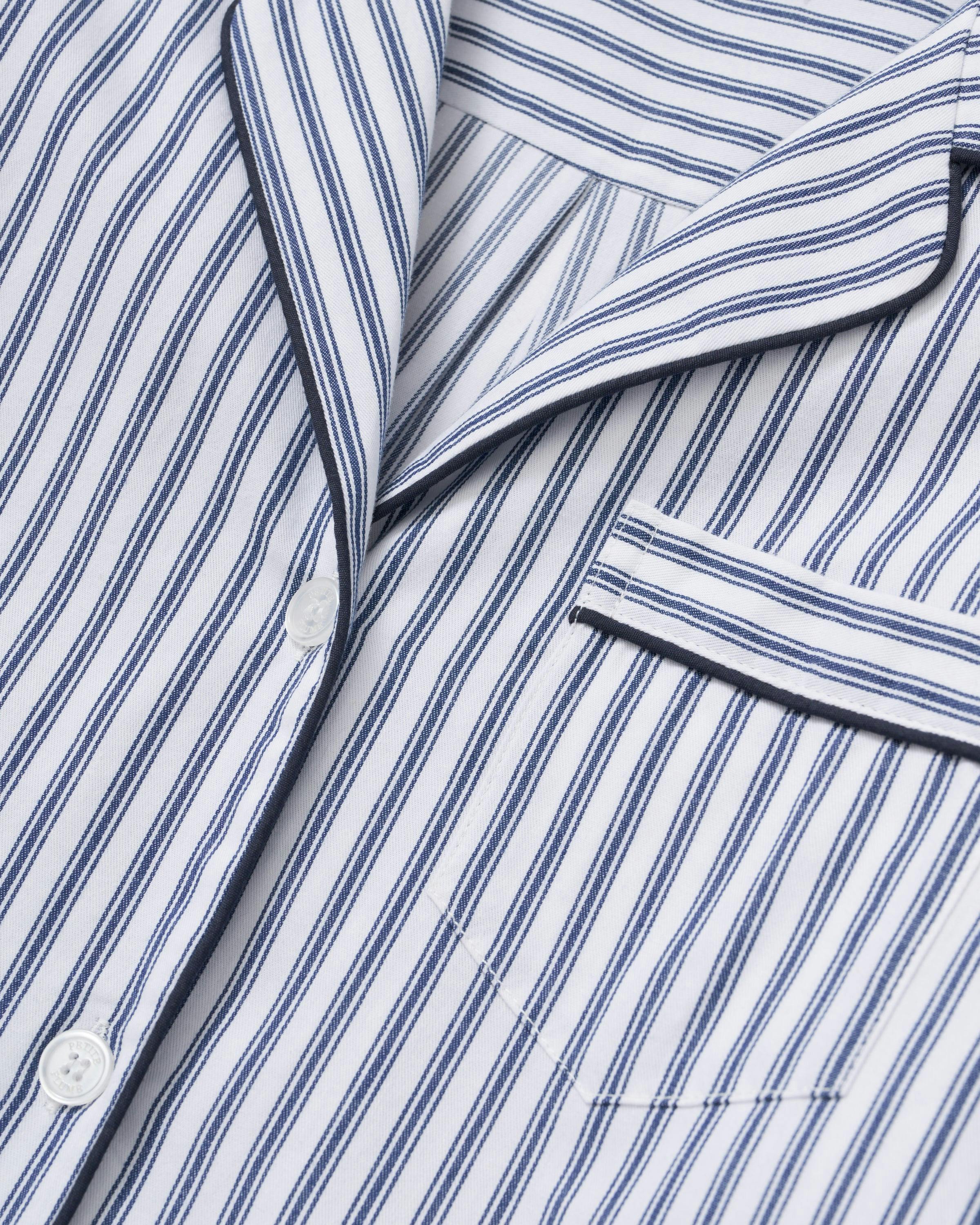 Women's Twill Pajama Set in Navy French Ticking