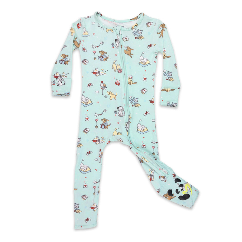 Valentines Pups Bamboo Convertible Footie
