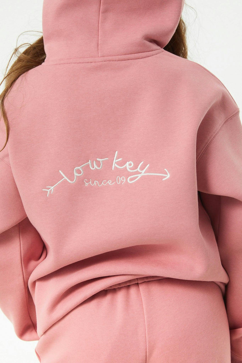 Lea Rose Pink French Terry Oversized Hoodie - Low Key
