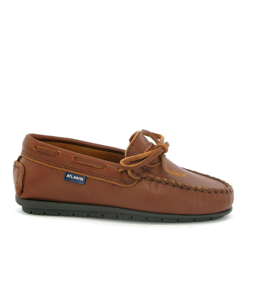 Laces Moccasin in Smooth Leather, Cuoio